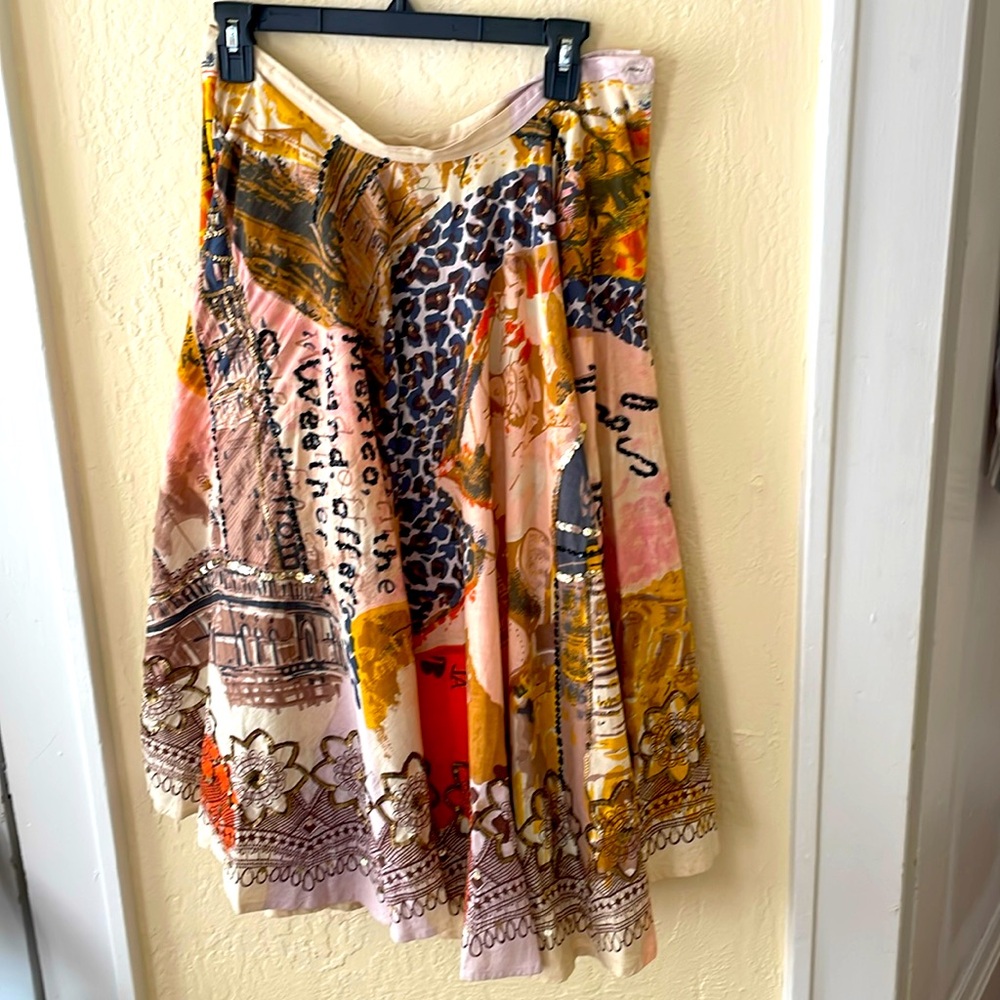 Sharagano Circle Skirt Cotton fully‎ Lined Sequin embellished Size medium